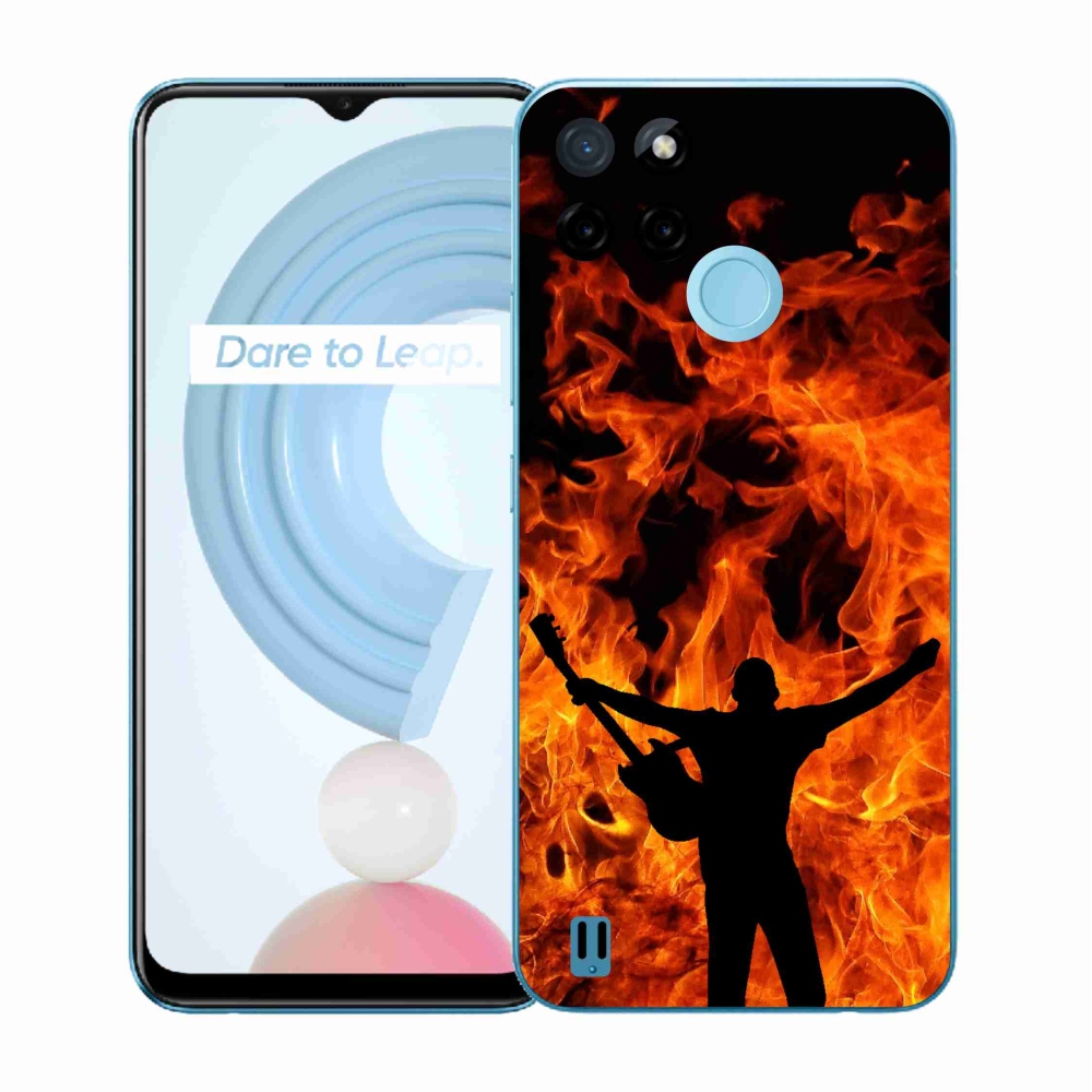 Gelový kryt mmCase na Realme C21Y/C25Y - muzikant a oheň