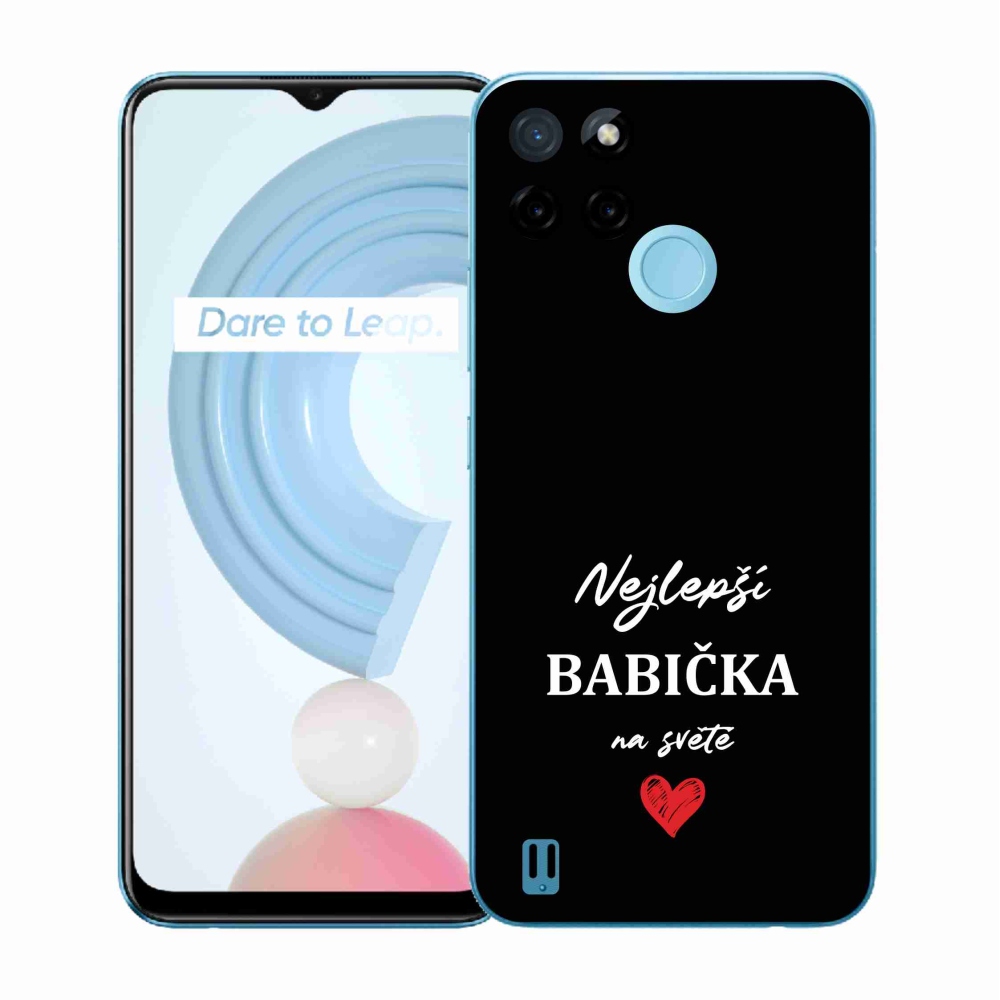 Gelový kryt mmCase na Realme C21Y/C25Y - nejlepší babička 1 černé pozadí