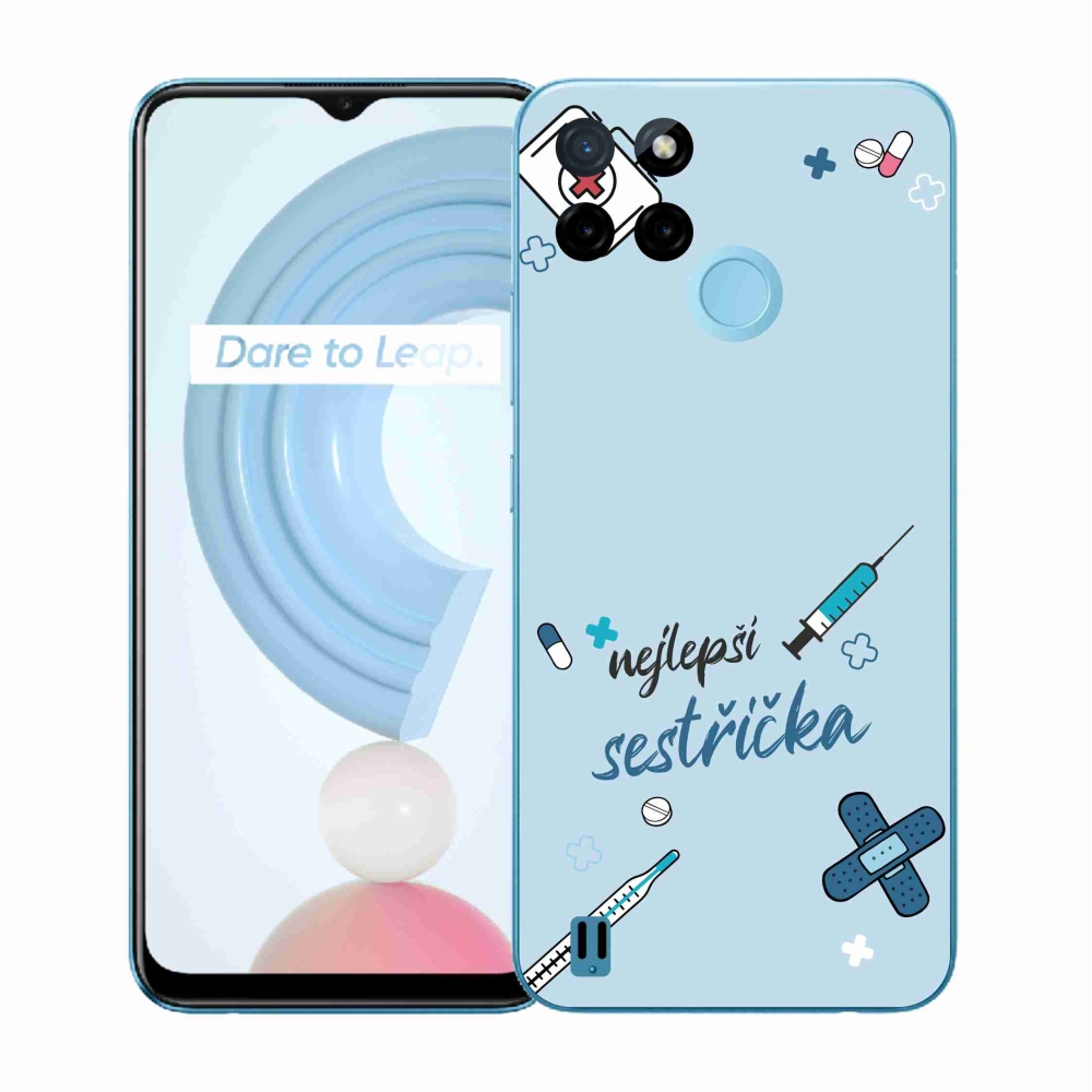 Gelový kryt mmCase na Realme C21Y/C25Y - nejlepší sestřička modré pozadí