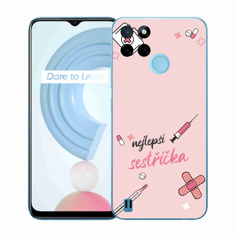 Gelový kryt mmCase na Realme C21Y/C25Y - nejlepší sestřička růžové pozadí