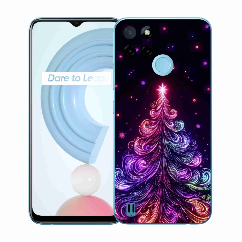 Gelový kryt mmCase na Realme C21Y/C25Y - neonový vánoční stromek 1
