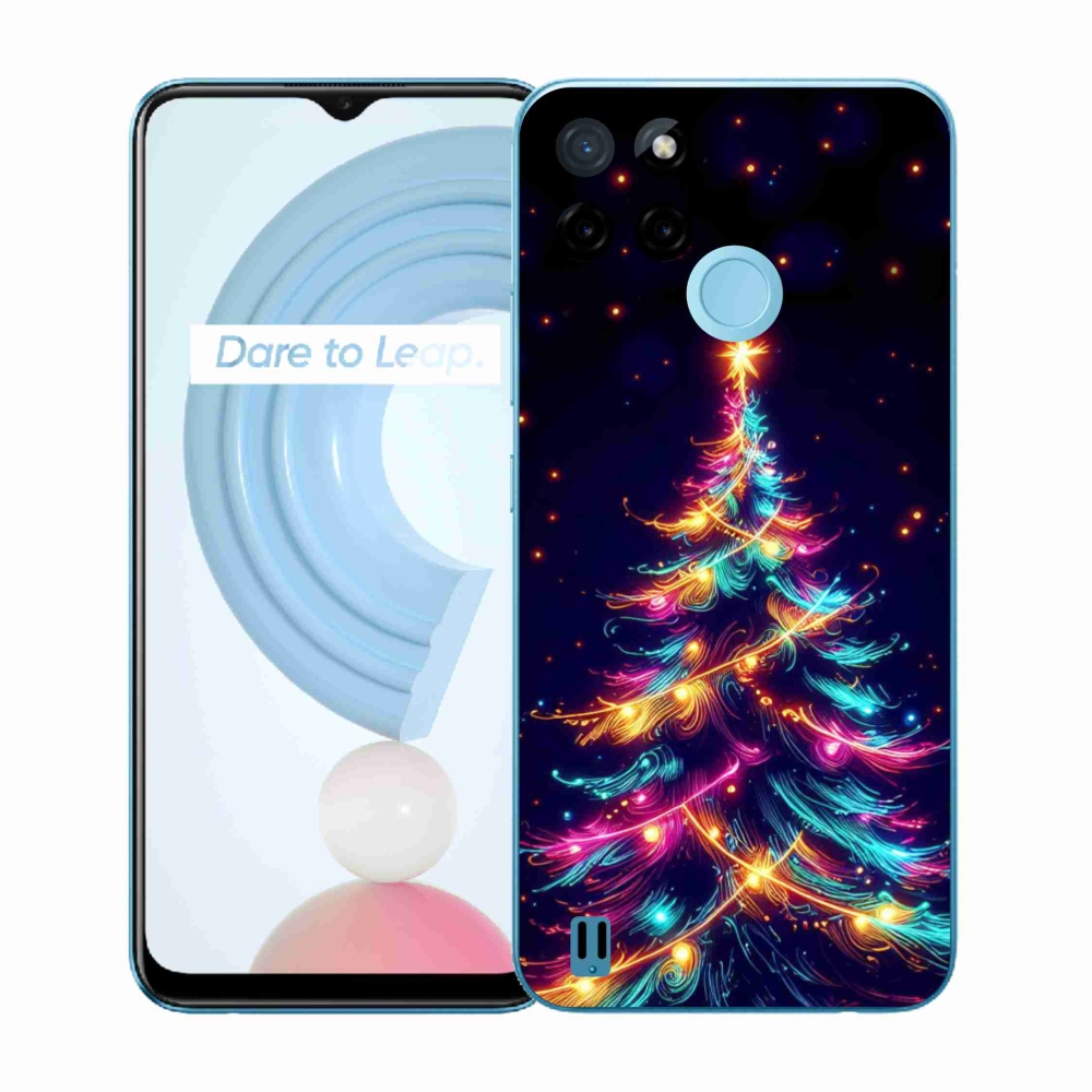 Gelový kryt mmCase na Realme C21Y/C25Y - neonový vánoční stromek