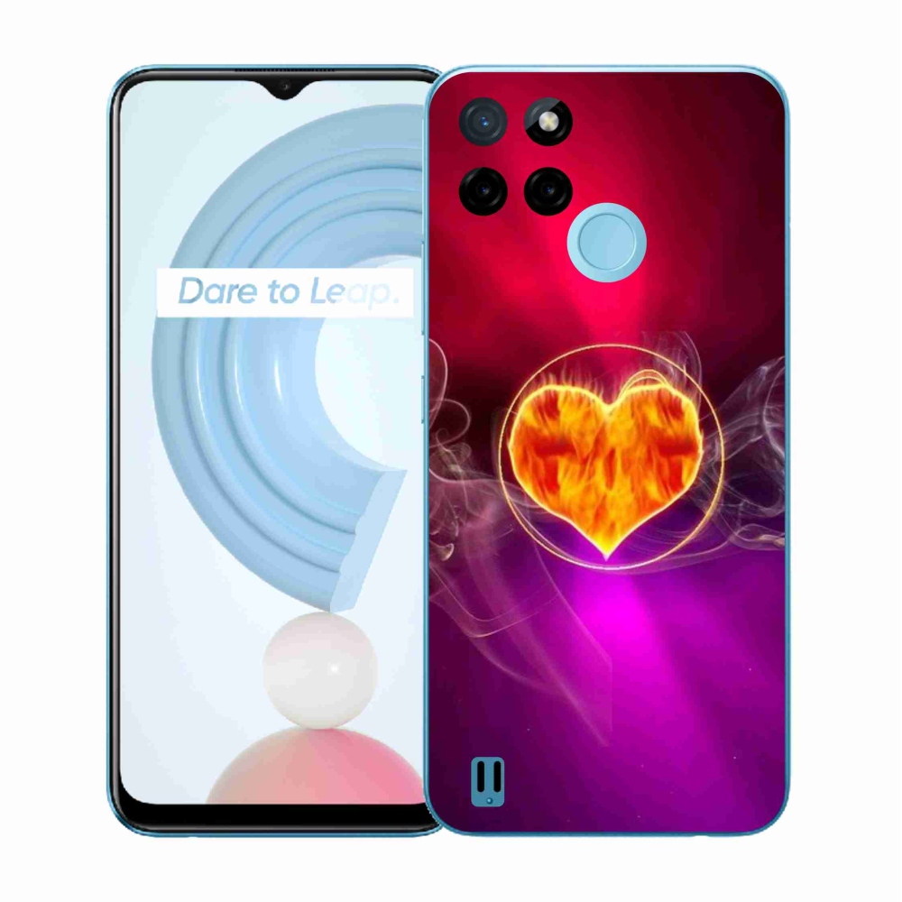 Gelový kryt mmCase na Realme C21Y/C25Y - ohnivé srdce