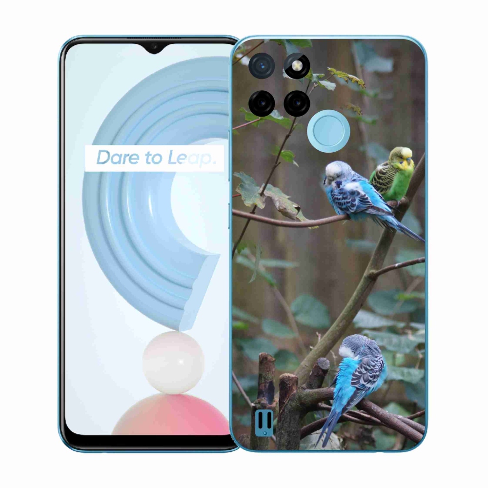 Gelový kryt mmCase na Realme C21Y/C25Y - papoušci na větvi