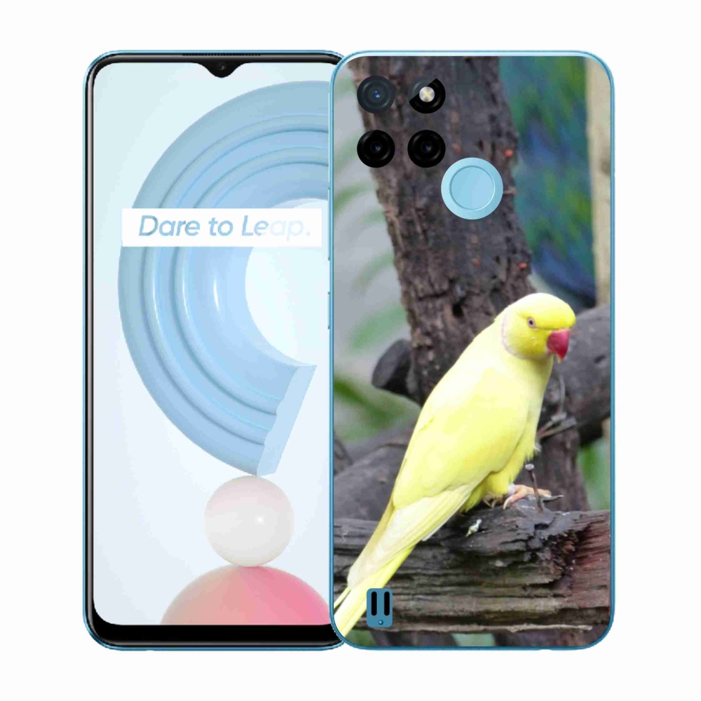 Gelový kryt mmCase na Realme C21Y/C25Y - papoušek alexandr žlutý