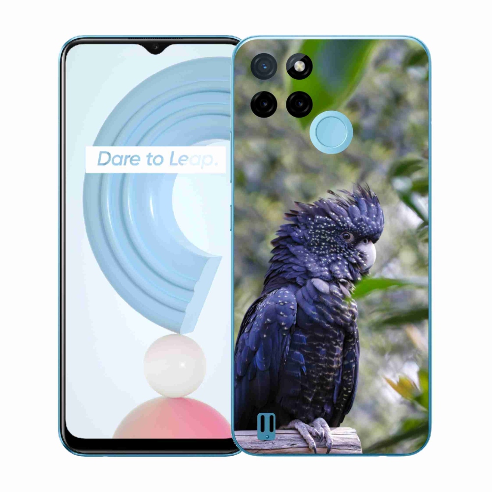 Gelový kryt mmCase na Realme C21Y/C25Y - papoušek kakadu černý