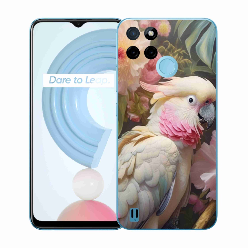 Gelový kryt mmCase na Realme C21Y/C25Y - papoušek kakadu růžový 2