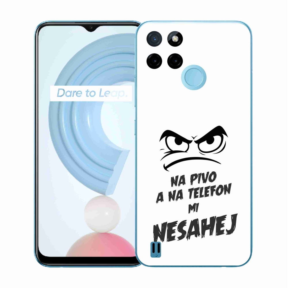 Gelový kryt mmCase na Realme C21Y/C25Y - pivní motiv 2 bílé pozadí