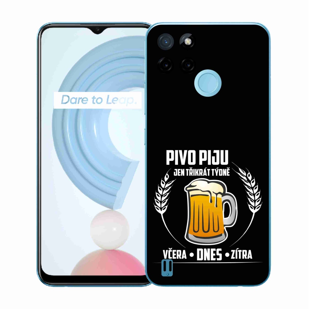 Gelový kryt mmCase na Realme C21Y/C25Y - pivní motiv černé pozadí