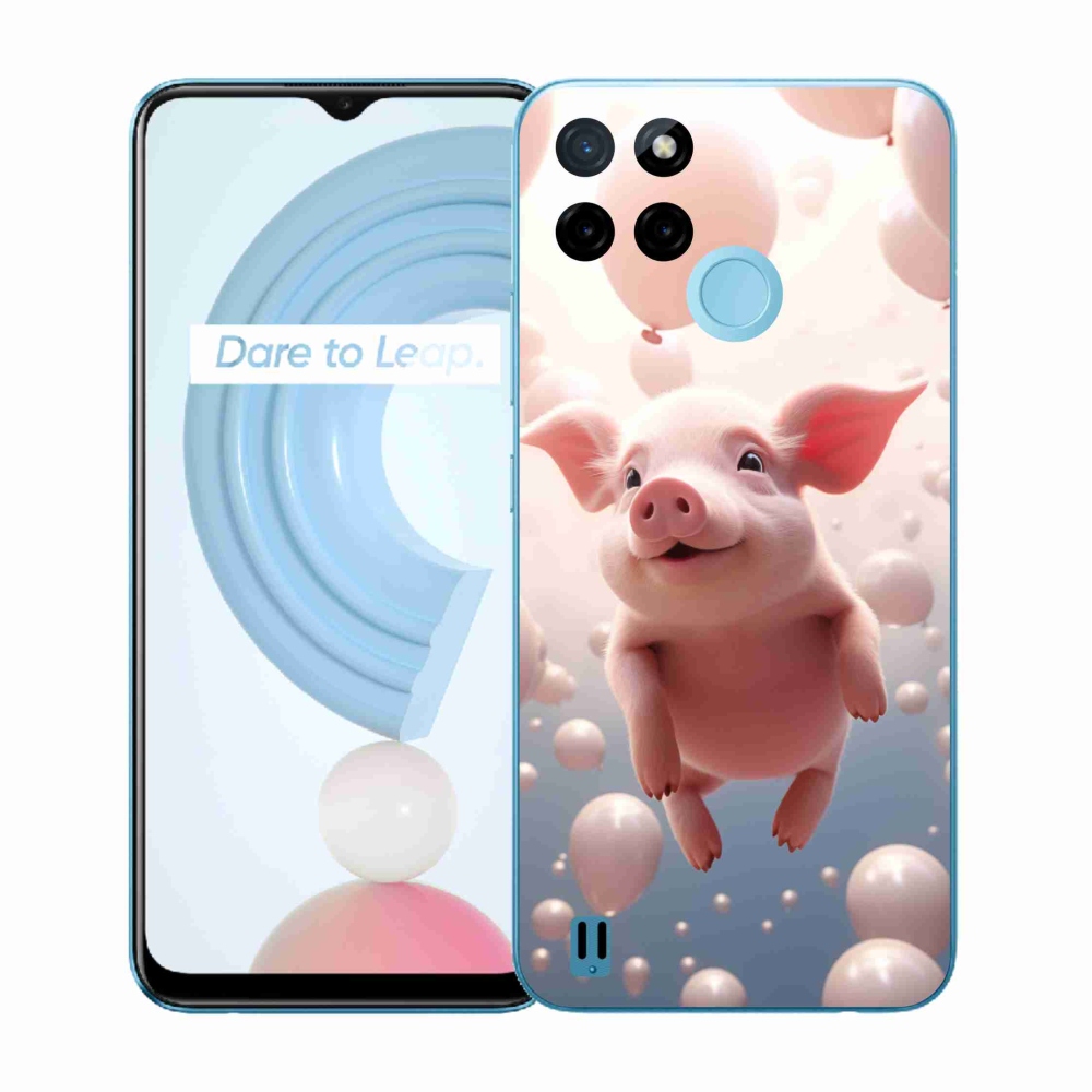 Gelový kryt mmCase na Realme C21Y/C25Y - prasátko s balónky