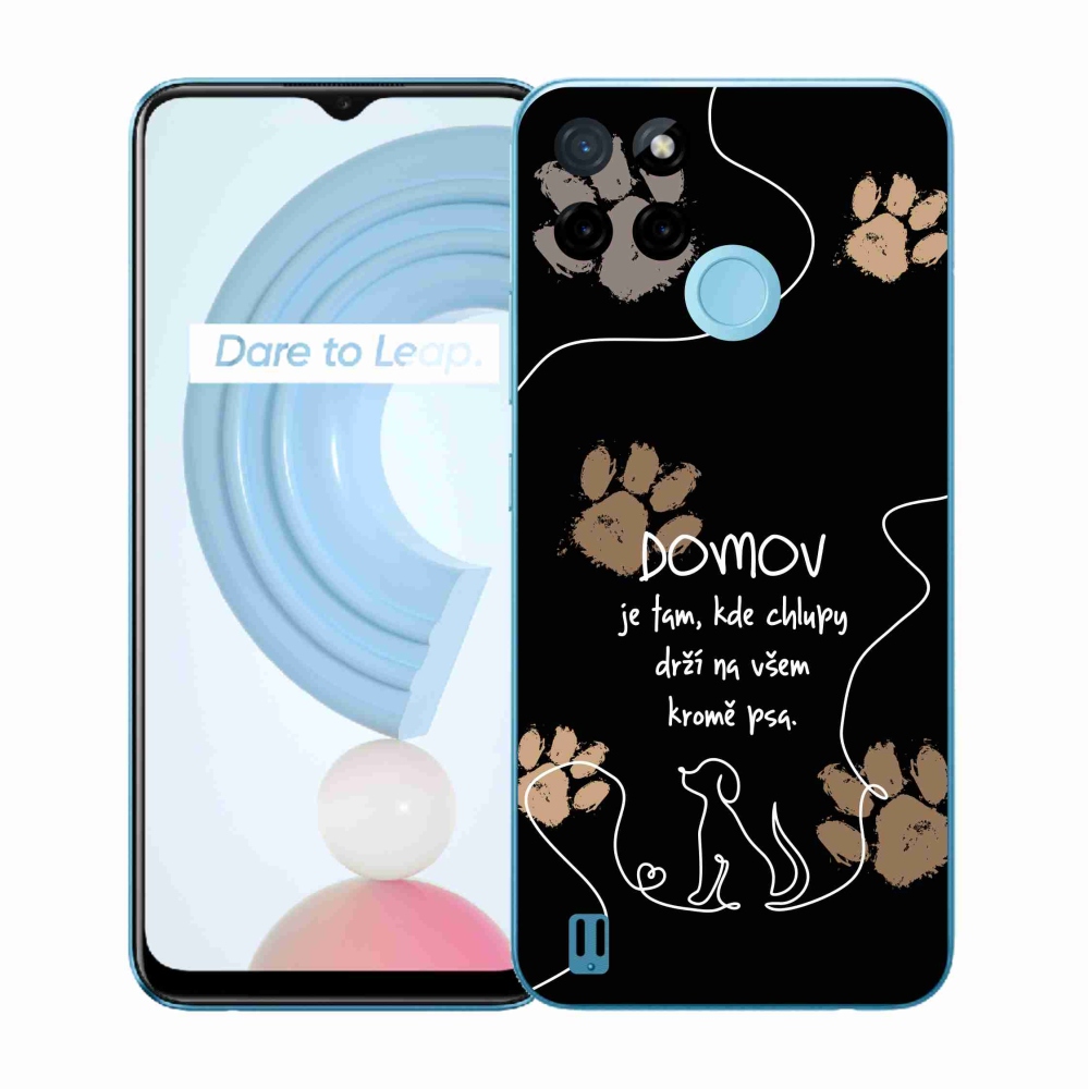 Gelový kryt mmCase na Realme C21Y/C25Y - psí motiv černé pozadí
