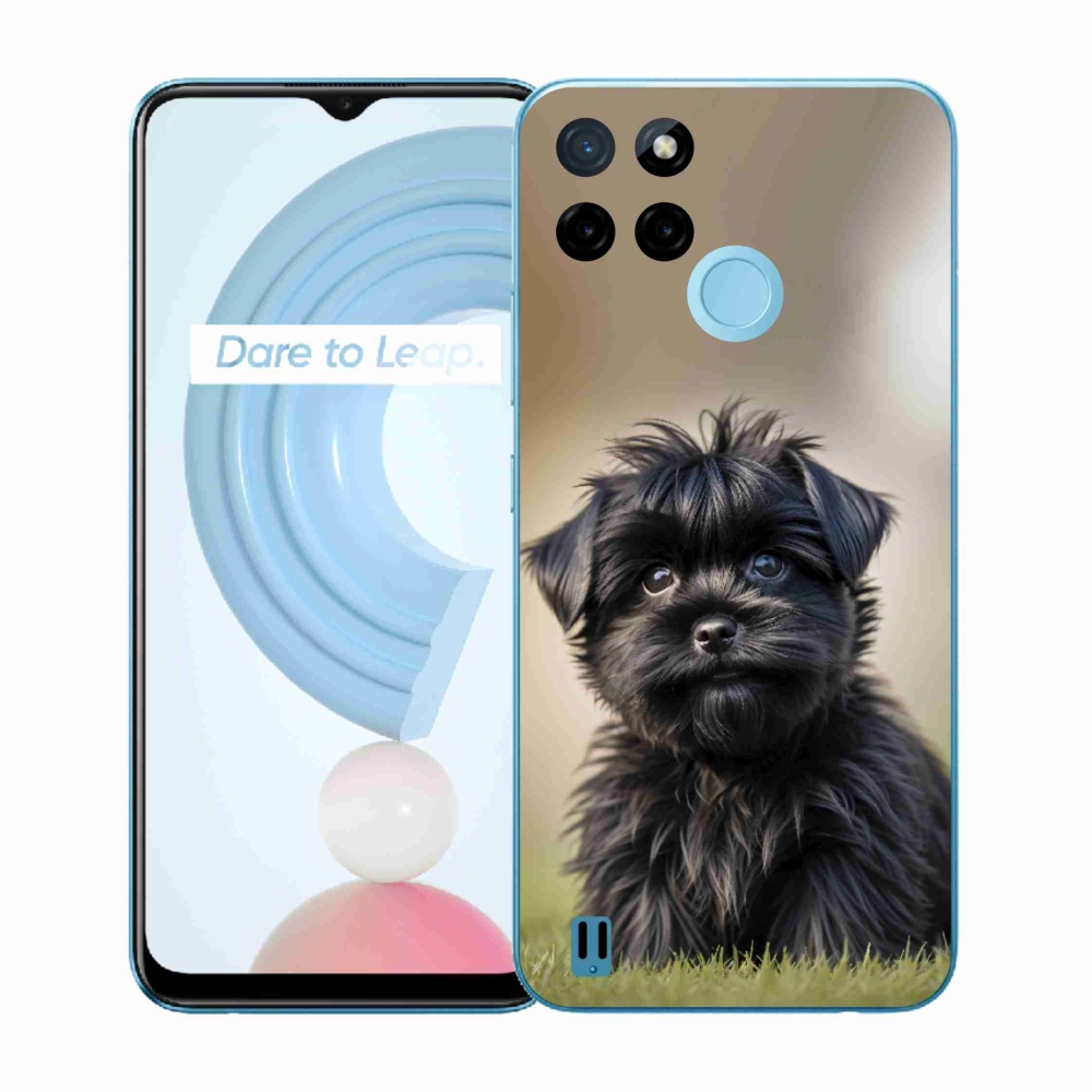 Gelový kryt mmCase na Realme C21Y/C25Y - roztomilý černý pejsek