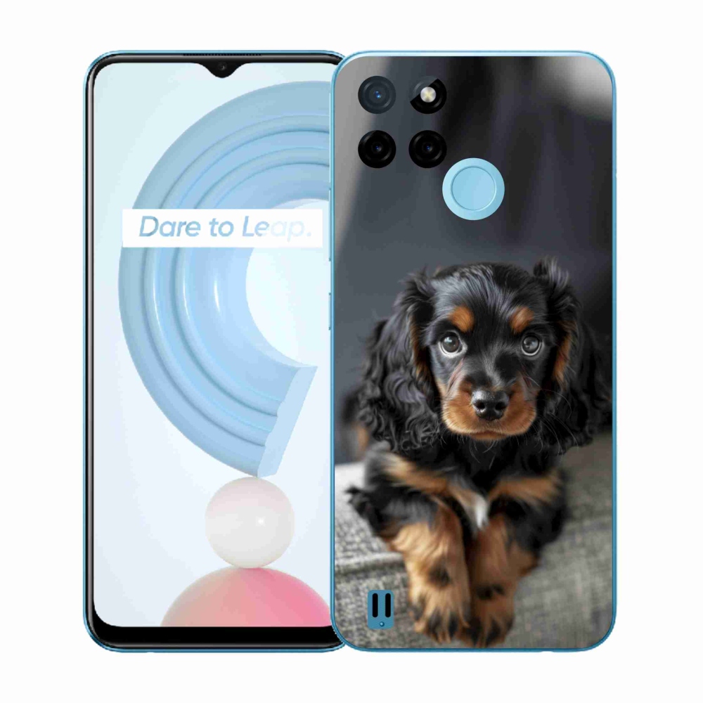 Gelový kryt mmCase na Realme C21Y/C25Y - roztomilý dlouhosrstý jezevčík