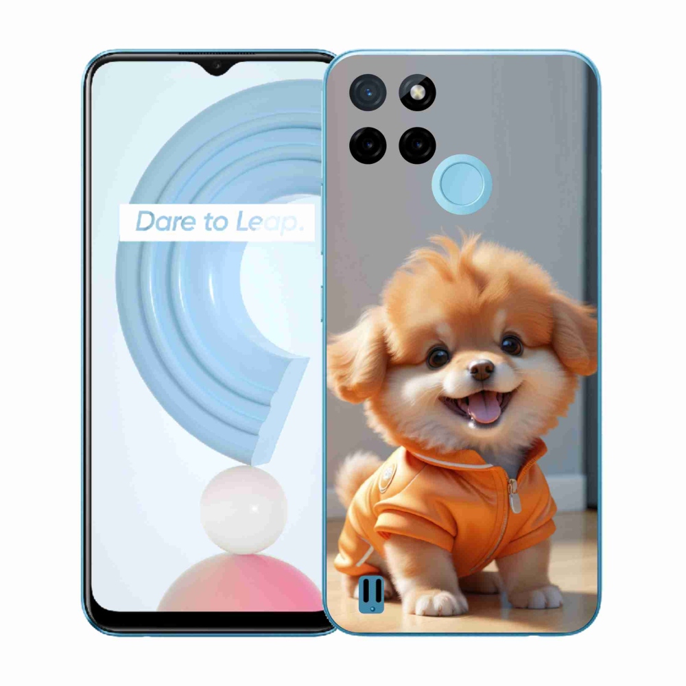 Gelový kryt mmCase na Realme C21Y/C25Y - roztomilý pomeranian v mikině