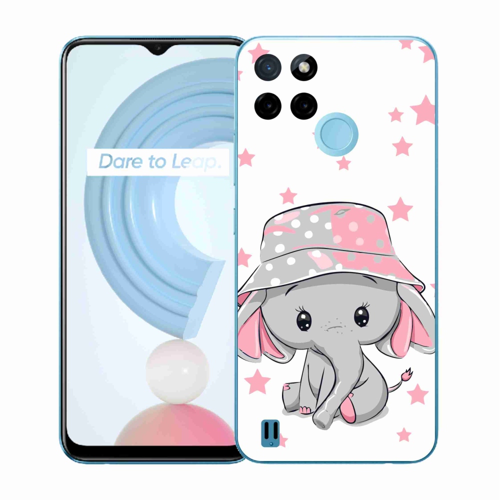 Gelový kryt mmCase na Realme C21Y/C25Y - růžový slon