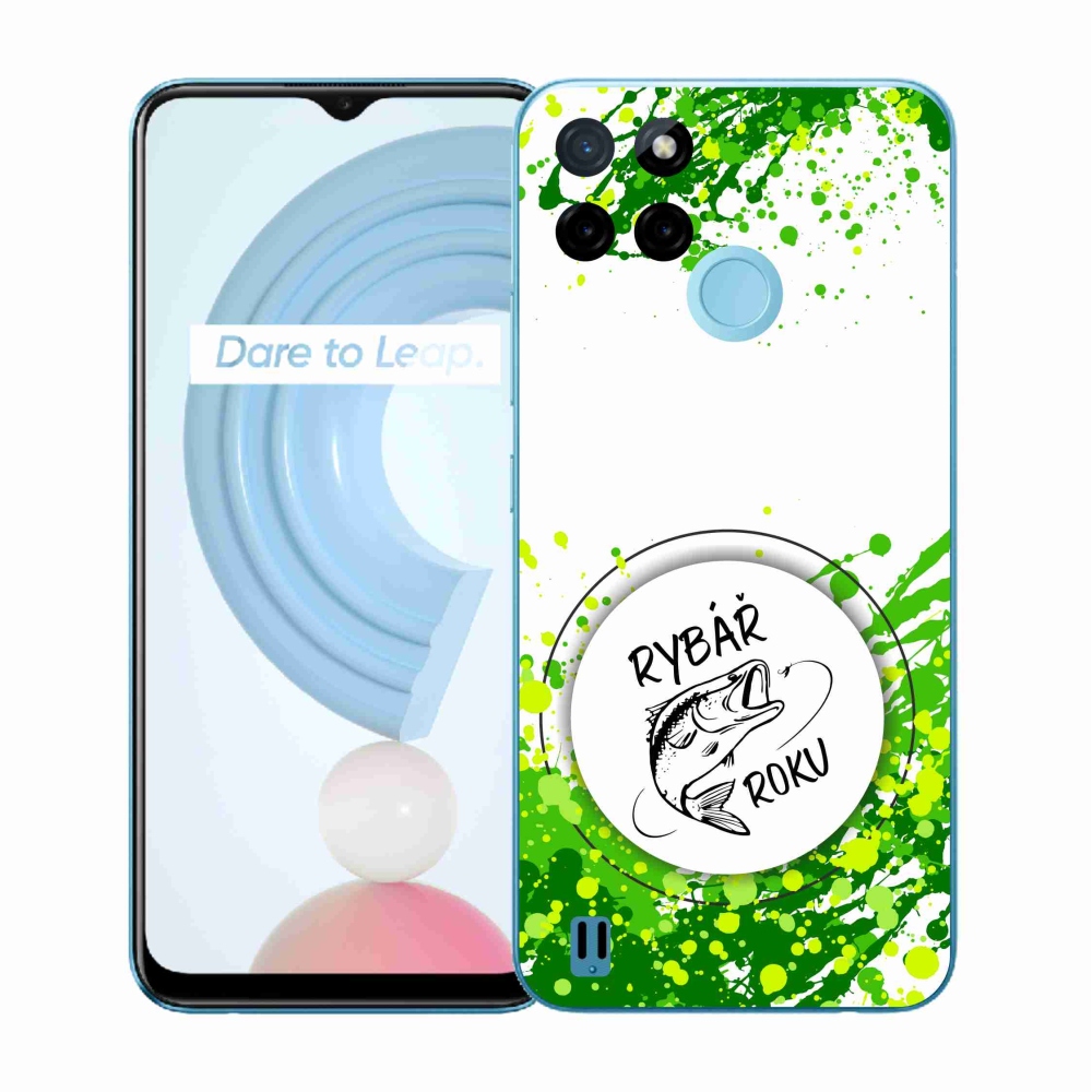 Gelový kryt mmCase na Realme C21Y/C25Y - rybář roku bílé pozadí