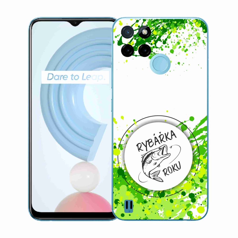 Gelový kryt mmCase na Realme C21Y/C25Y - rybářka roku bílé pozadí