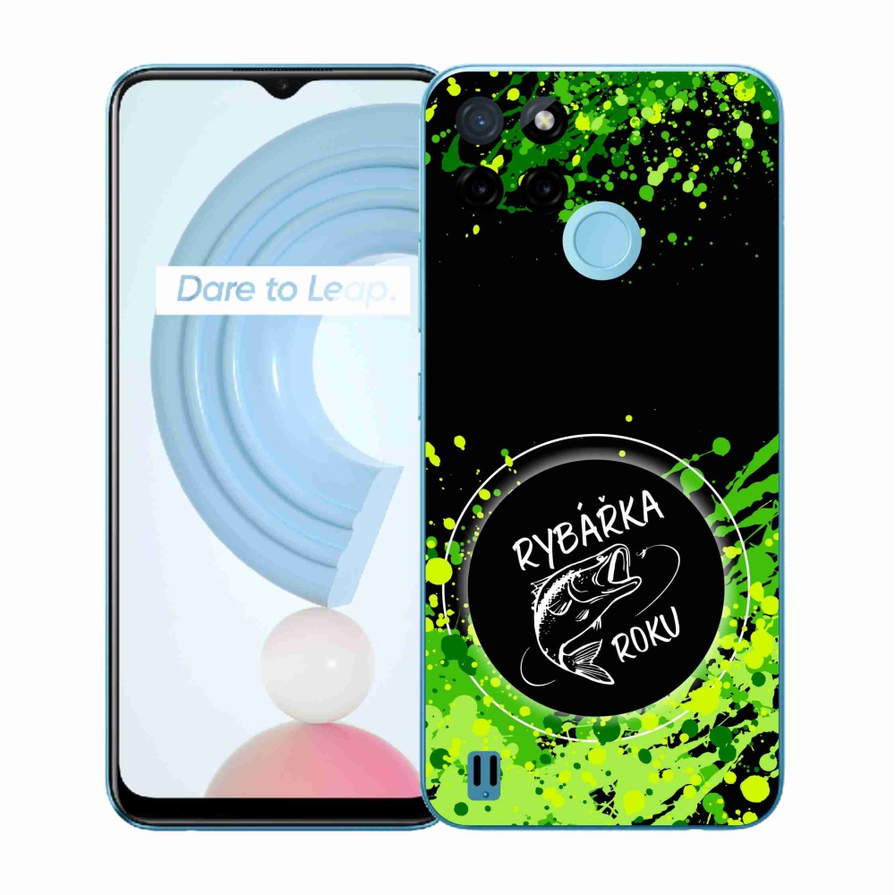 Gelový kryt mmCase na Realme C21Y/C25Y - rybářka roku černé pozadí