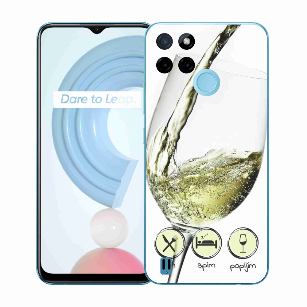 Gelový kryt mmCase na Realme C21Y/C25Y - sklenička vína bílé