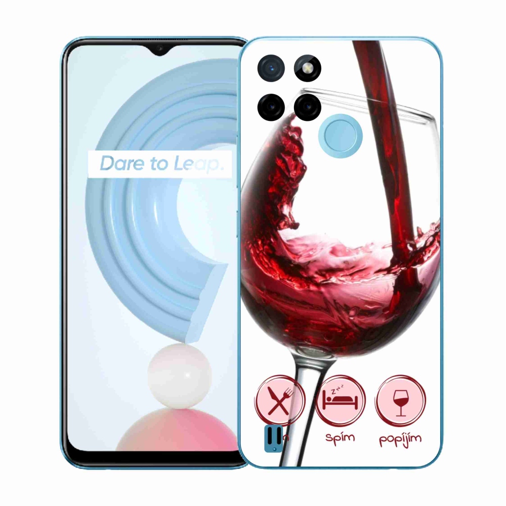 Gelový kryt mmCase na Realme C21Y/C25Y - sklenička vína červené