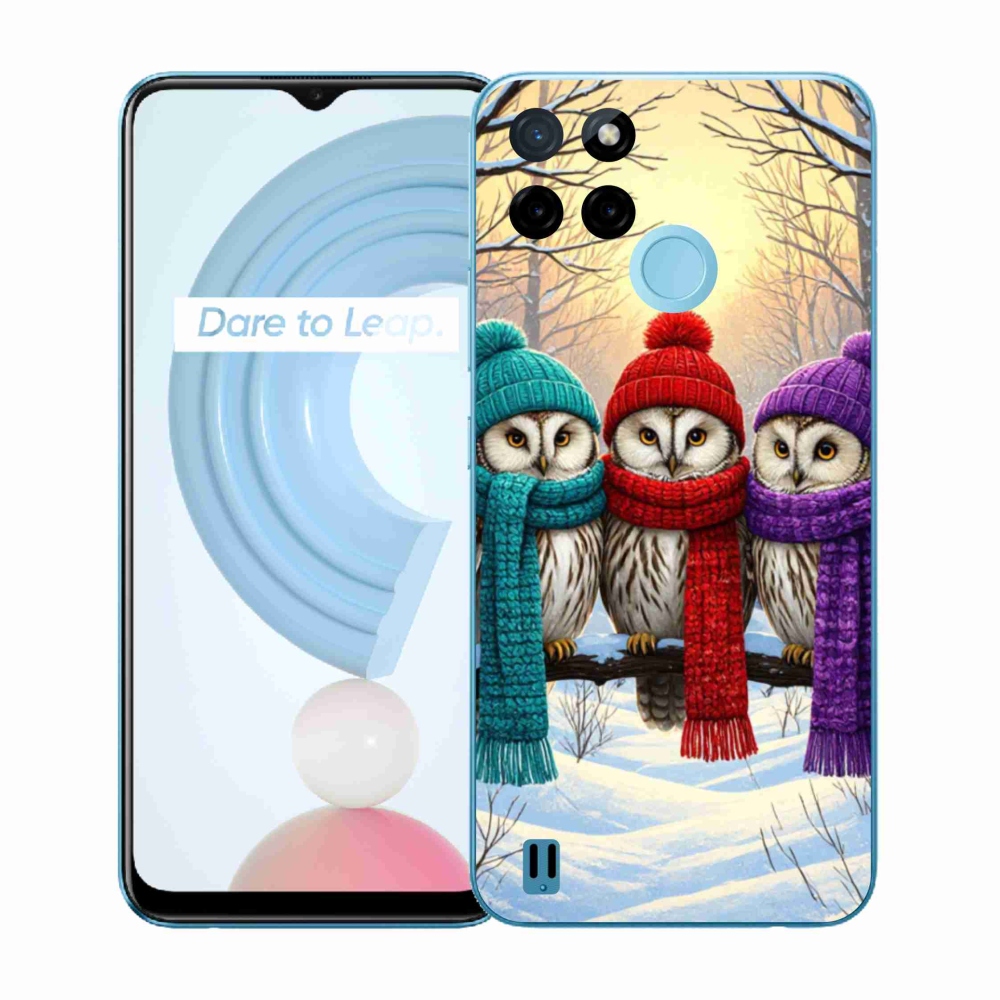 Gelový kryt mmCase na Realme C21Y/C25Y - soví přátelé
