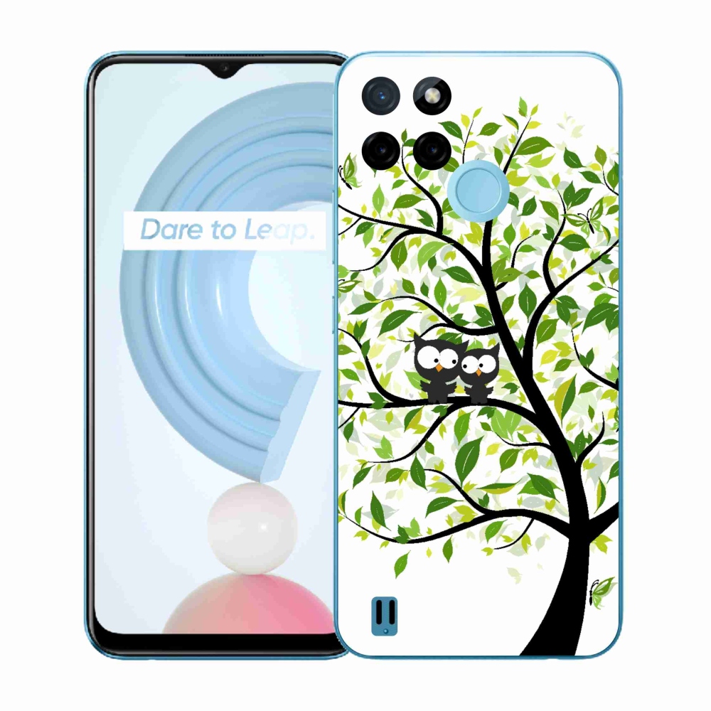 Gelový kryt mmCase na Realme C21Y/C25Y - sovičky na stromě