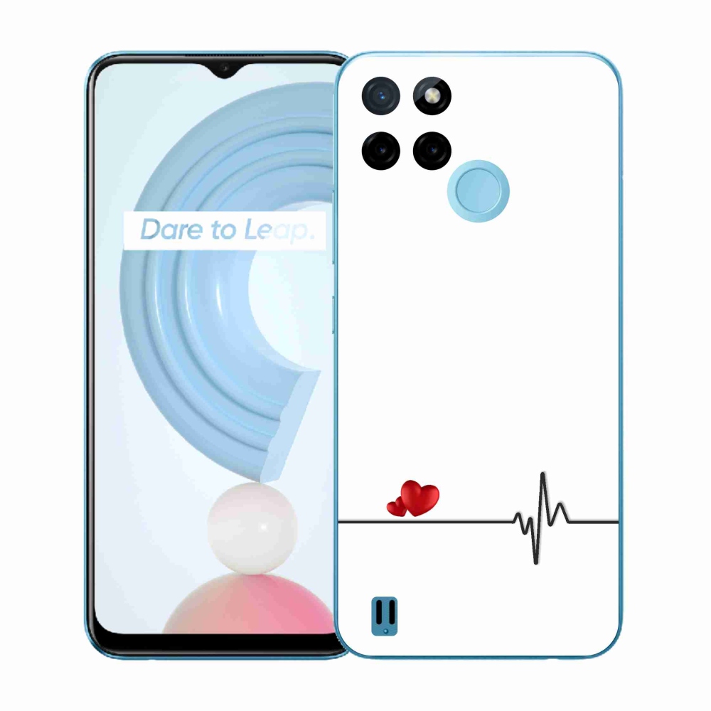 Gelový kryt mmCase na Realme C21Y/C25Y - srdce a tep bílé pozadí