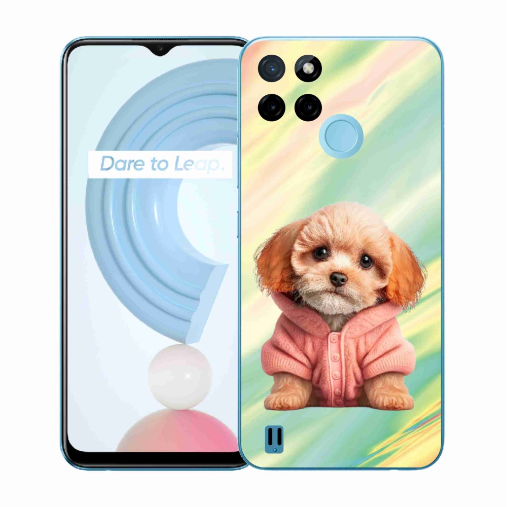 Gelový kryt mmCase na Realme C21Y/C25Y - štěně ve svetru