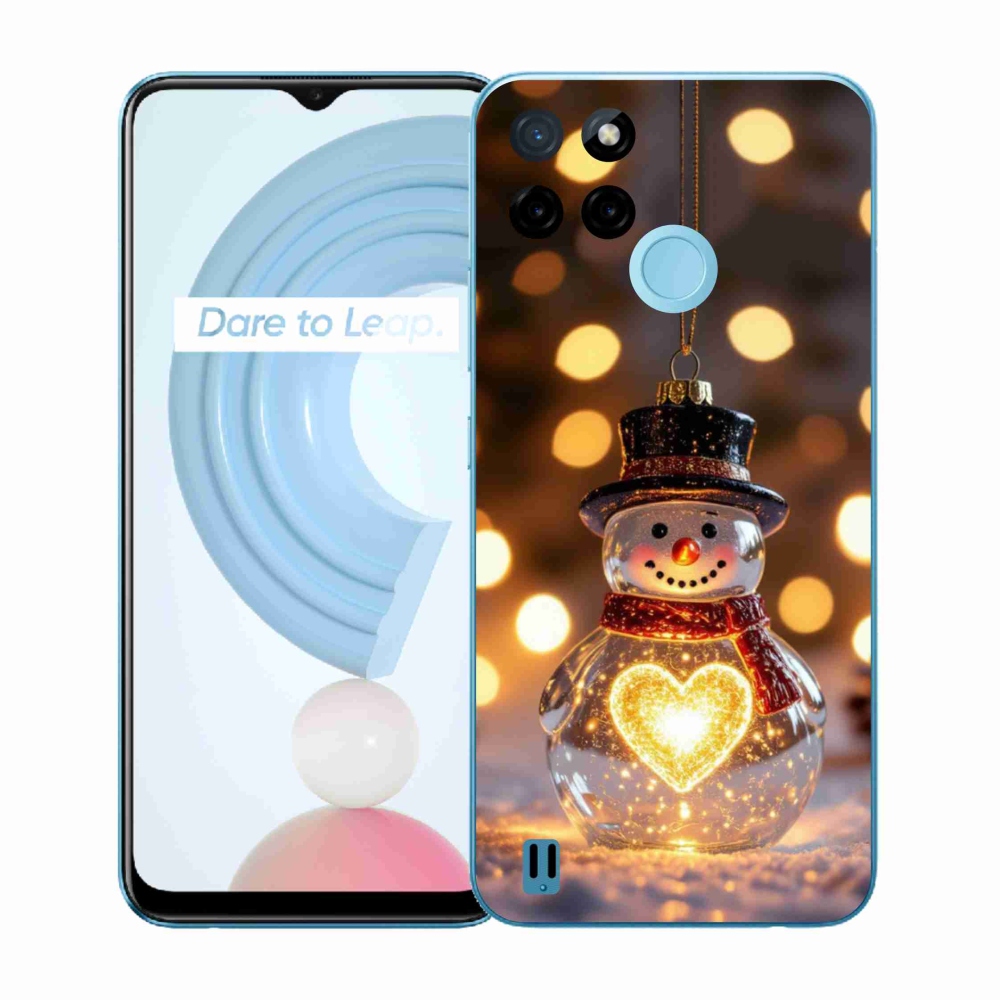 Gelový kryt mmCase na Realme C21Y/C25Y - svítící vánoční sněhulák