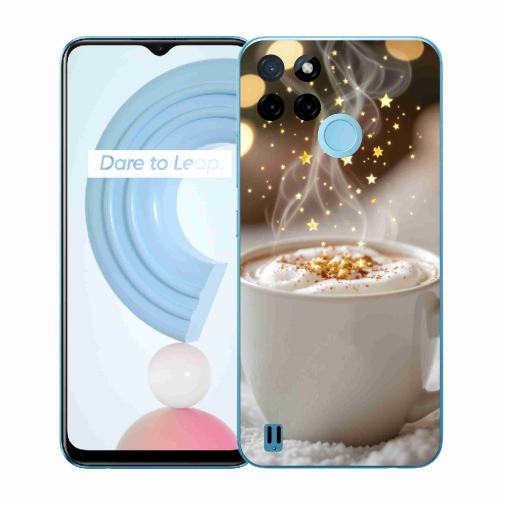 Gelový kryt mmCase na Realme C21Y/C25Y - vánoční horký nápoj
