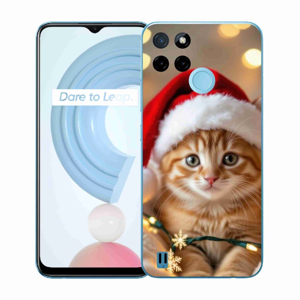 Gelový kryt mmCase na Realme C21Y/C25Y - vánoční kotě