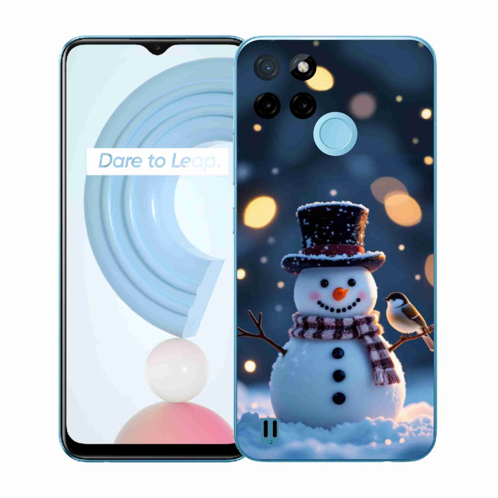 Gelový kryt mmCase na Realme C21Y/C25Y - vánoční sněhulák