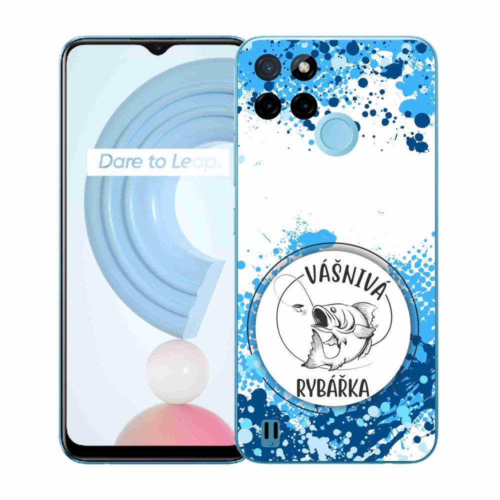 Gelový kryt mmCase na Realme C21Y/C25Y - vášnivá rybářka bílé pozadí