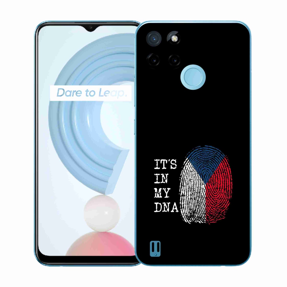Gelový kryt mmCase na Realme C21Y/C25Y - vlajka otisk prstu černé pozadí