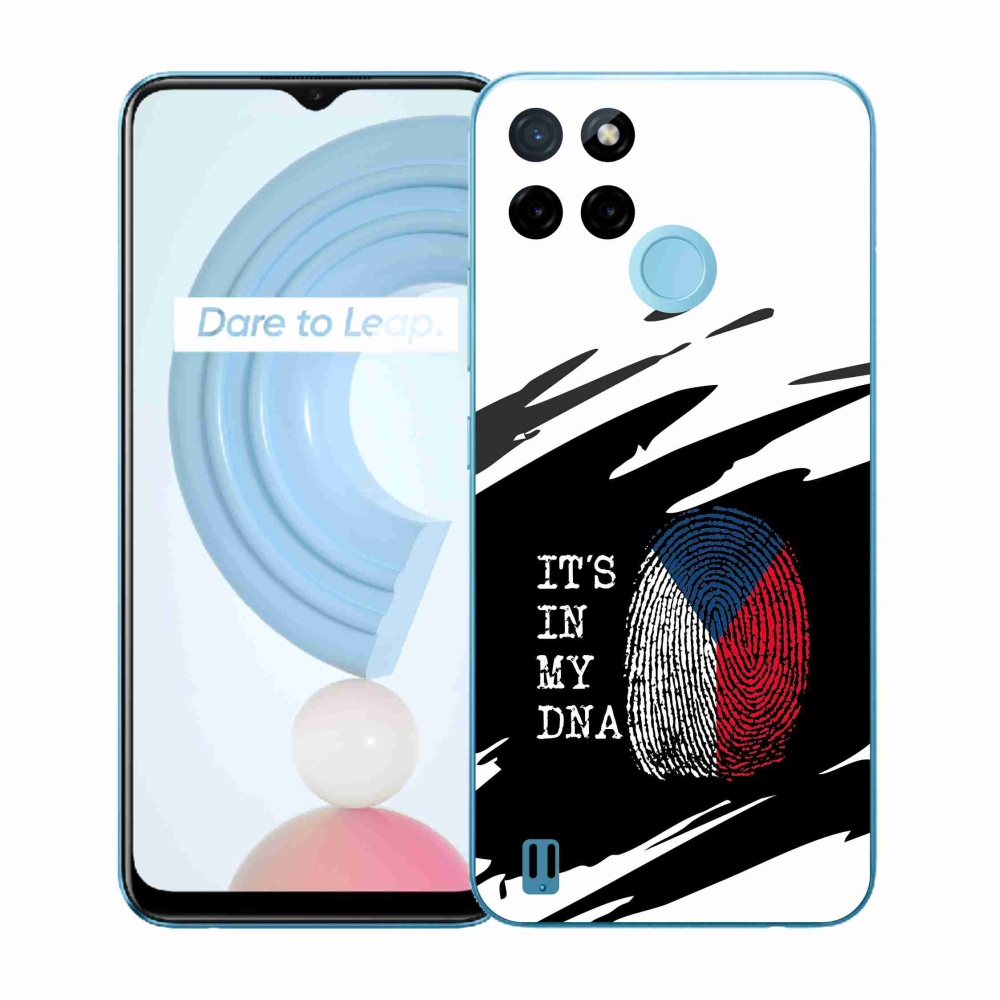Gelový kryt mmCase na Realme C21Y/C25Y - vlajka otisk prstu černobílé pozadí