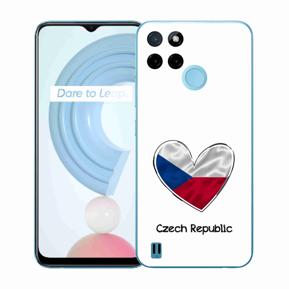 Gelový kryt mmCase na Realme C21Y/C25Y - vlajka srdce bílé pozadí