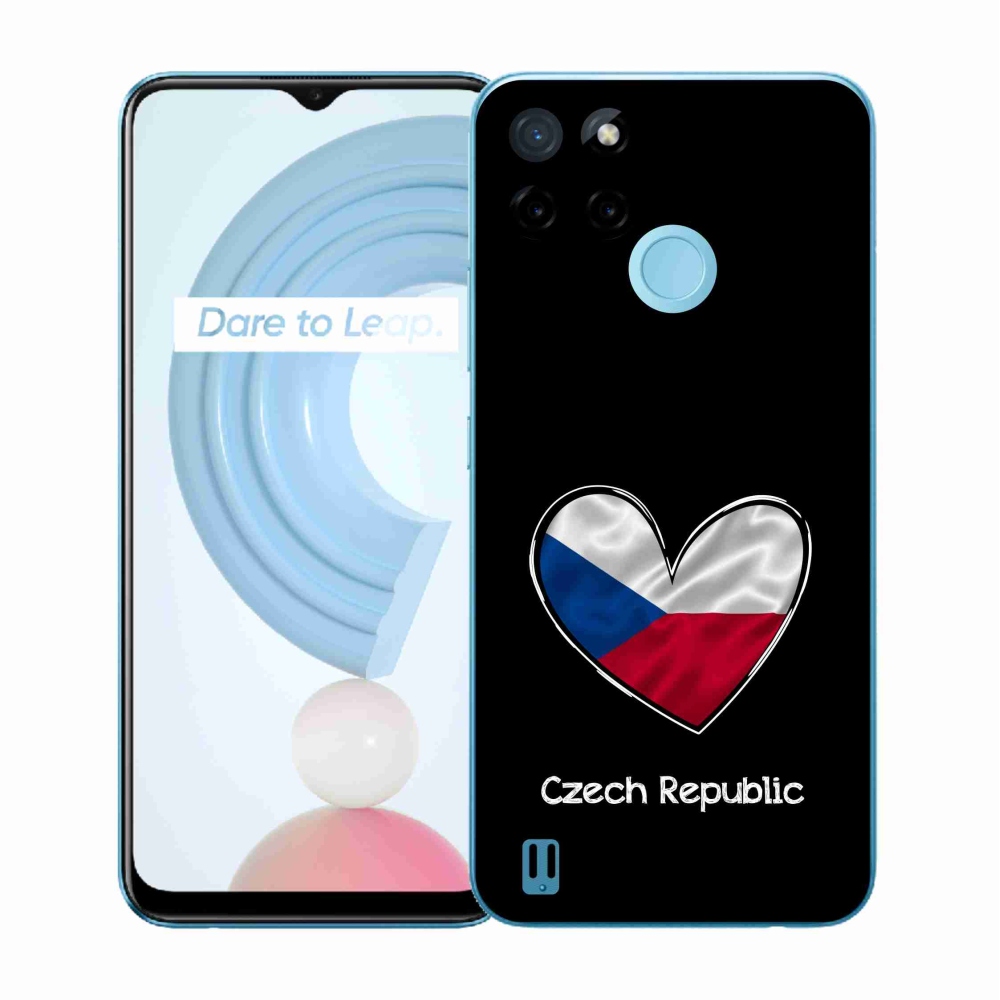 Gelový kryt mmCase na Realme C21Y/C25Y - vlajka srdce černé pozadí
