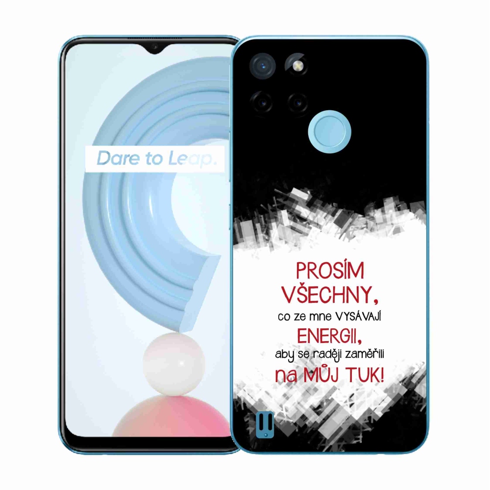Gelový kryt mmCase na Realme C21Y/C25Y - vtipný text 1 červený