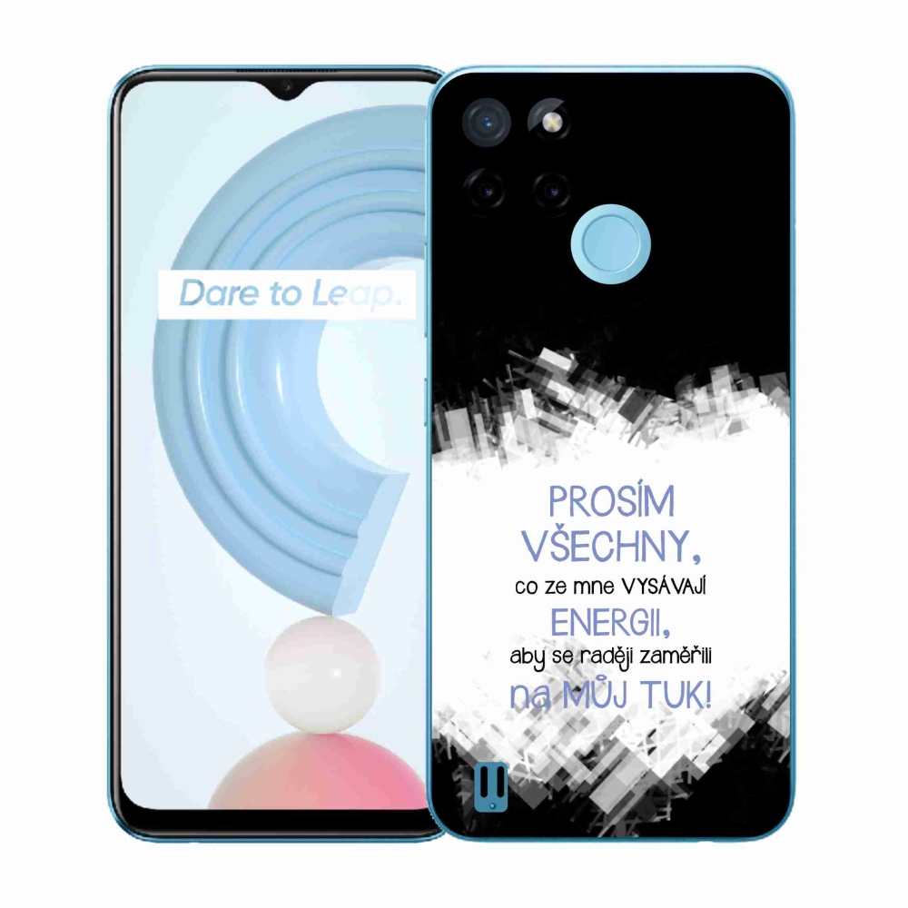 Gelový kryt mmCase na Realme C21Y/C25Y - vtipný text 1 modrý