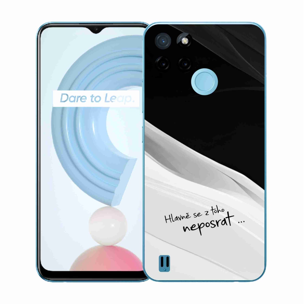 Gelový kryt mmCase na Realme C21Y/C25Y - vtipný text 13 bíločerné pozadí