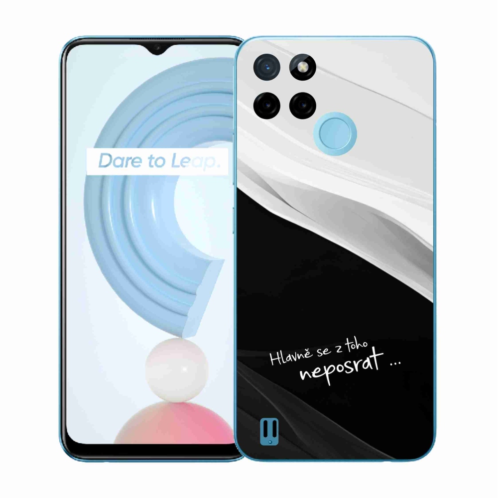 Gelový kryt mmCase na Realme C21Y/C25Y - vtipný text 13 černobílé pozadí