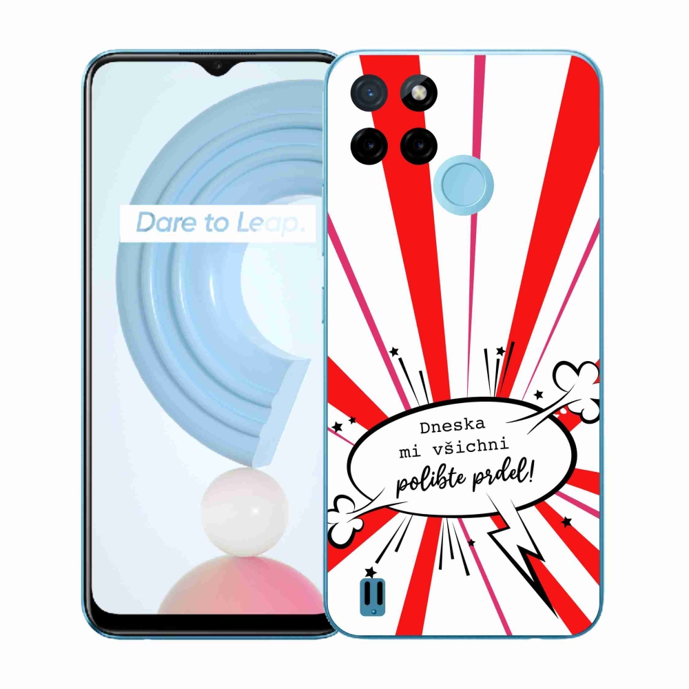 Gelový kryt mmCase na Realme C21Y/C25Y - vtipný text 15 bílé pozadí