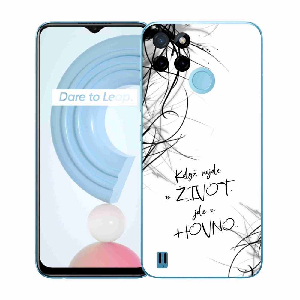 Gelový kryt mmCase na Realme C21Y/C25Y - vtipný text 16 bílé pozadí
