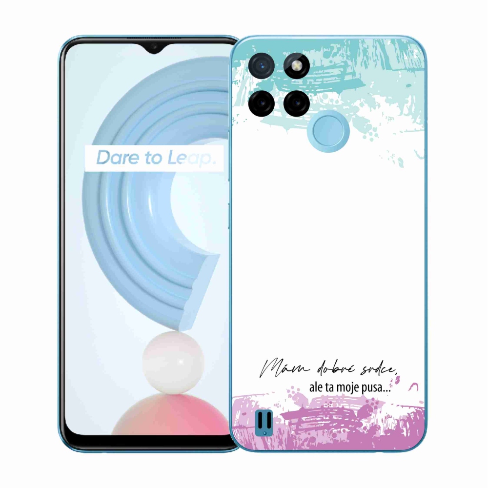 Gelový kryt mmCase na Realme C21Y/C25Y - vtipný text 3 bílé pozadí