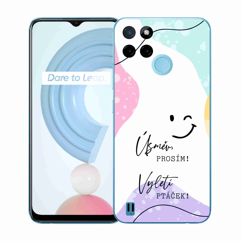 Gelový kryt mmCase na Realme C21Y/C25Y - vtipný text 4 bílé pozadí