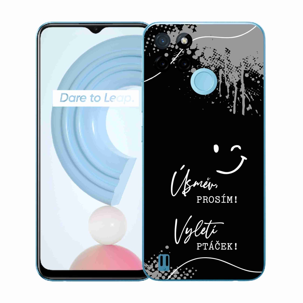 Gelový kryt mmCase na Realme C21Y/C25Y - vtipný text 4 černé pozadí