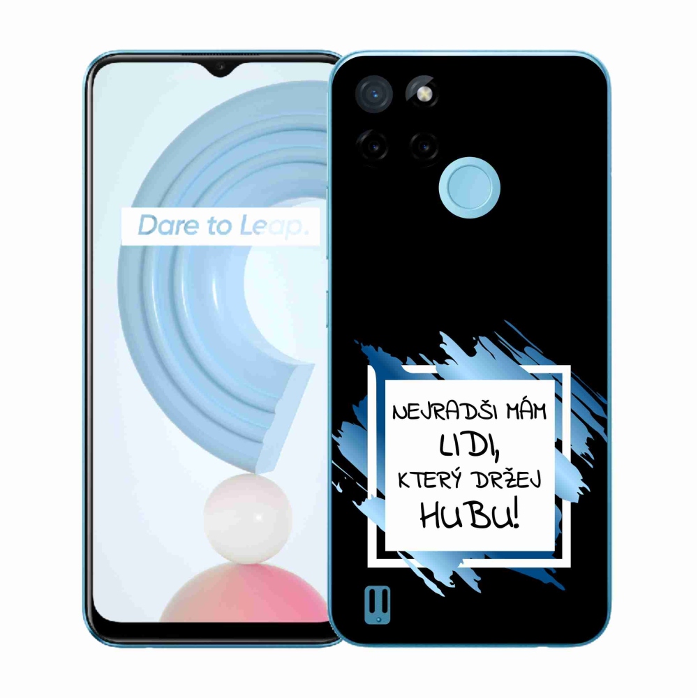 Gelový kryt mmCase na Realme C21Y/C25Y - vtipný text 7 bíločerné pozadí
