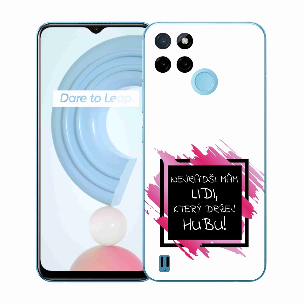 Gelový kryt mmCase na Realme C21Y/C25Y - vtipný text 7 černobílé pozadí