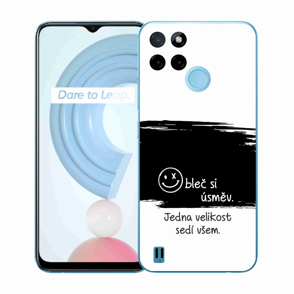 Gelový kryt mmCase na Realme C21Y/C25Y - vtipný text 8 černobílé pozadí