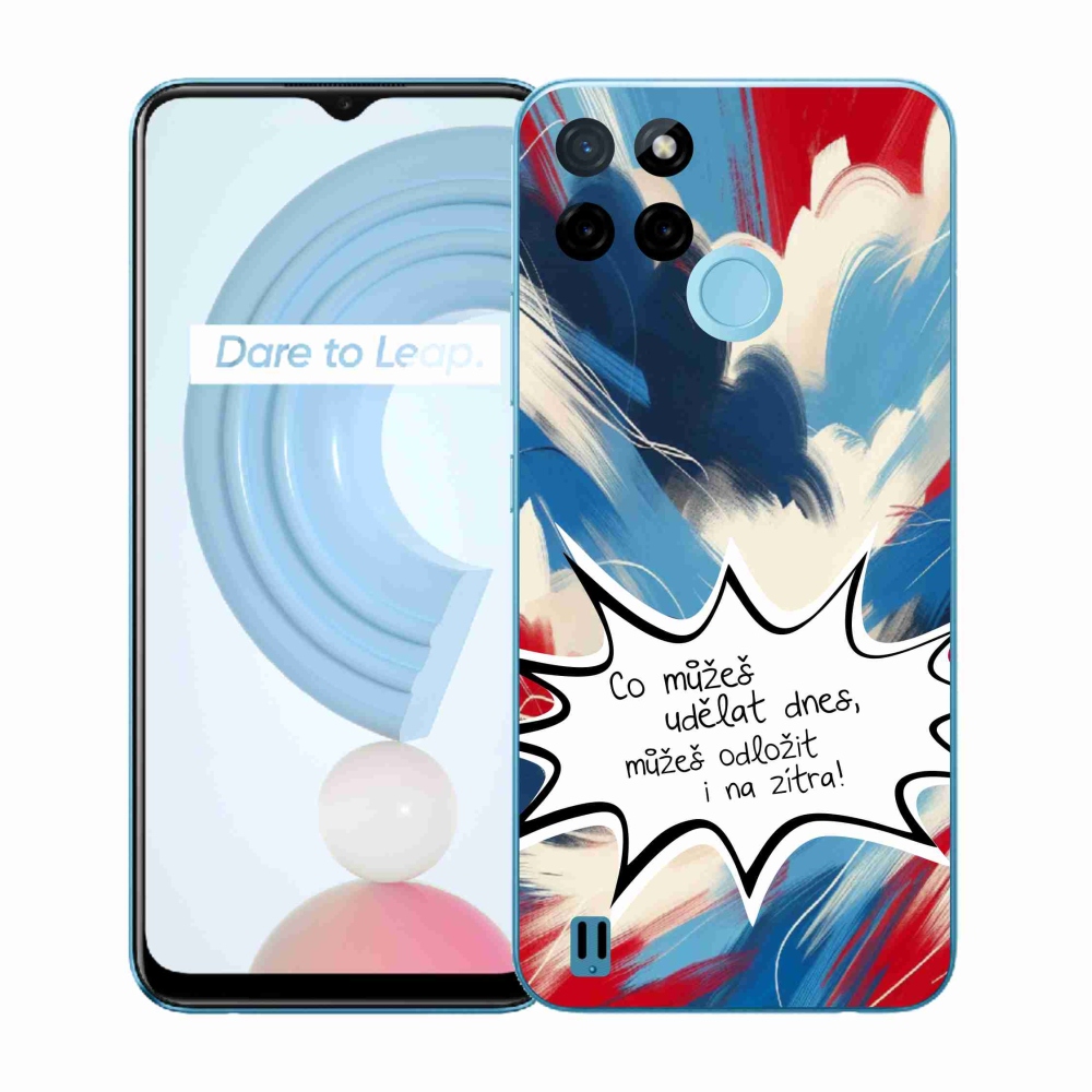 Gelový kryt mmCase na Realme C21Y/C25Y - vtipný text 9 bílé pozadí